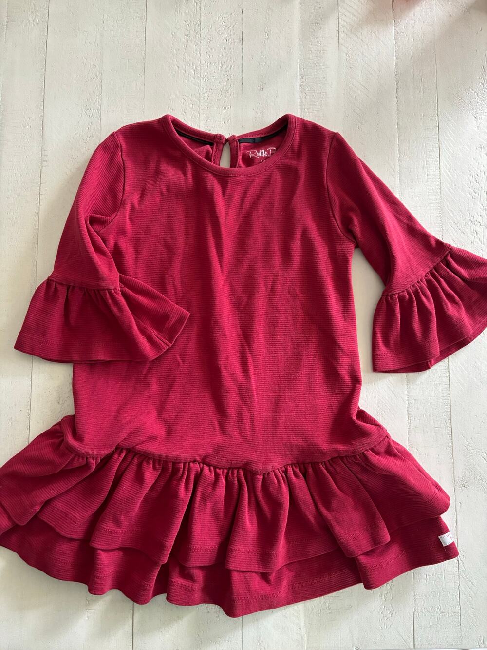RuffleButts Burgundy Twirl Dress Size 5 VGUC